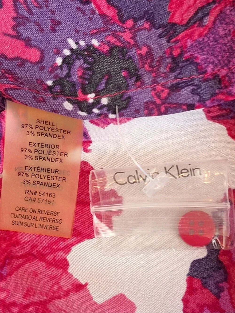 Calvin Klein White, Pink & Magenta Floral Tie-Neck Sleeveless Top. Size Small - Picture 7 of 7